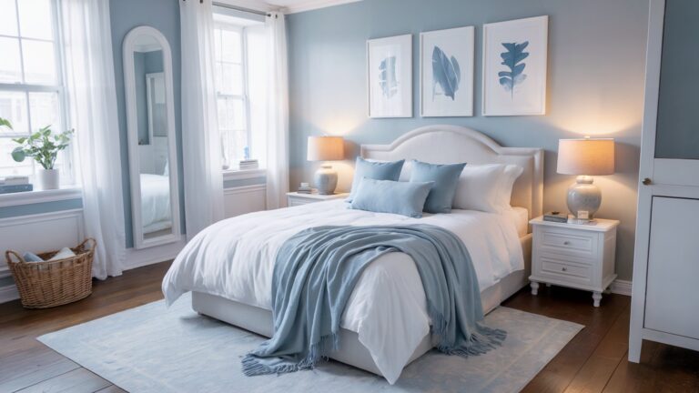 15 White and Soft Blue Bedroom Color Ideas