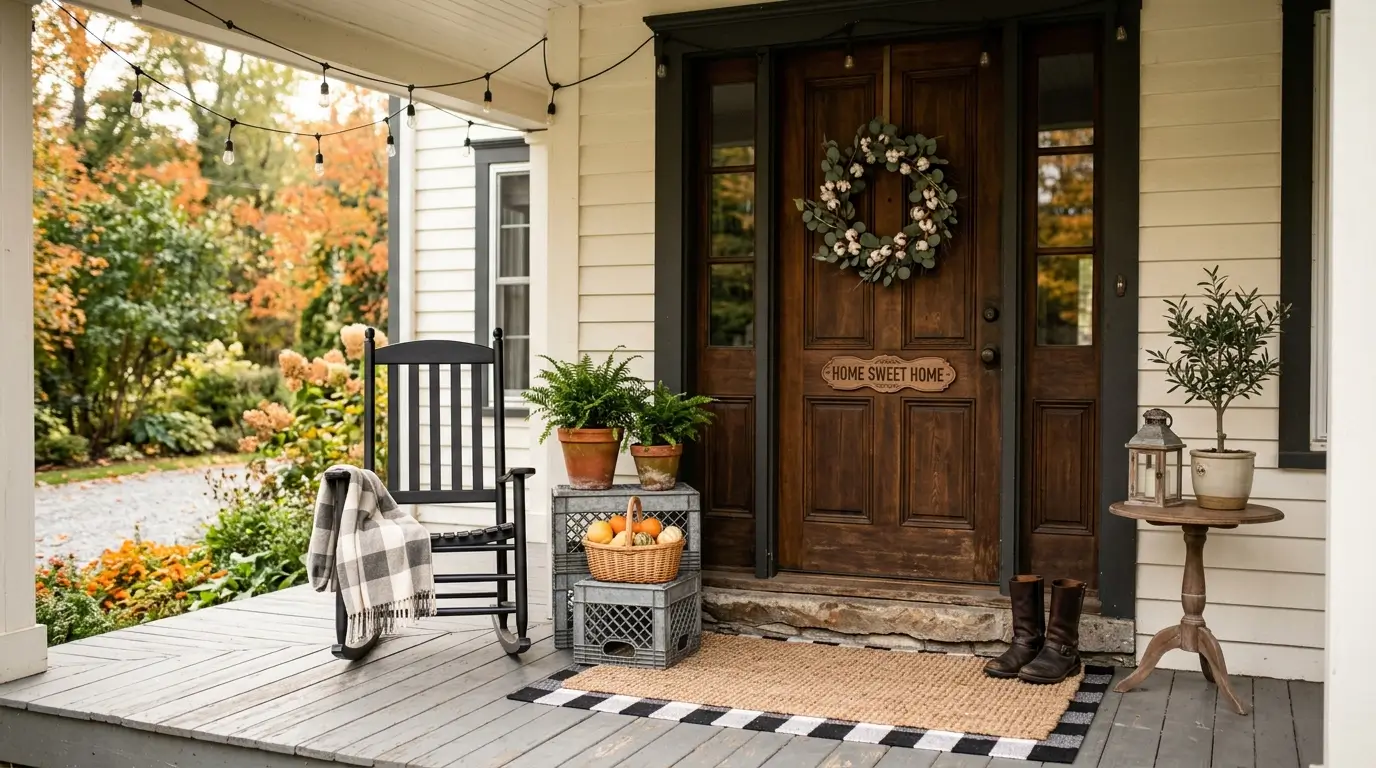 10 Farmhouse Front Porch Décor Inspiration Ideas - That Make Your Entryway Feel Warm and Welcoming